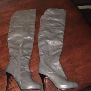 Gray Over The Knee Boots
